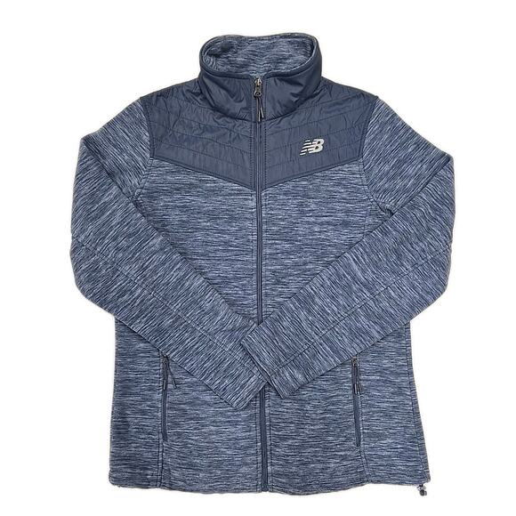 New Balance Womens Fleece Quilted Jacket Sz M Blue/Gray Full Zip Activewear - Picture 1 of 10